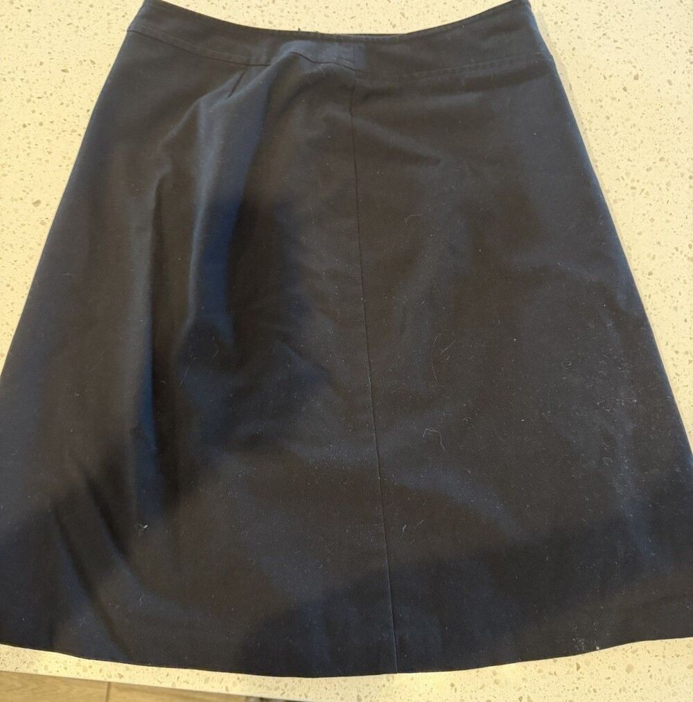 Axcess Black A-Line Knee Length Skirt Polyester Rayon Grommet Zip Lined 10